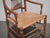 Textile Unique Vintage French Country Oak Rush Seat Arm Chair W Unique Arm Rests For Sale - Image 7 of 12