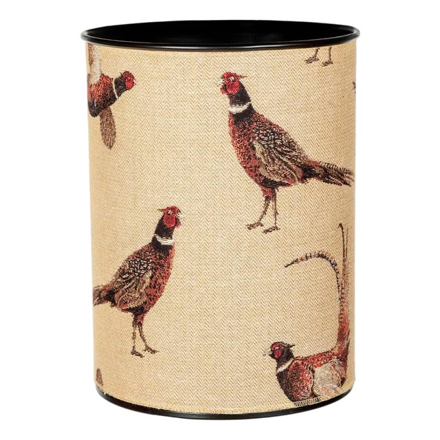 Country Pheasants Tapestry Waste Bin For Sale
