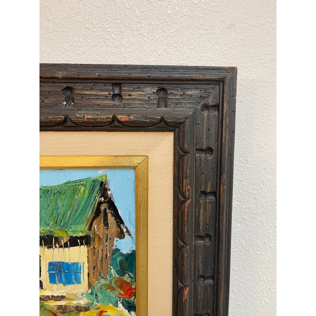 Vintage Colorful Private Beach House Painting For Sale In Los Angeles - Image 6 of 13