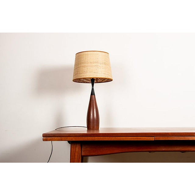 Large Danish Keel-Shaped Table Lamp in Teak and Ebony from Fog & Morup 1960s For Sale - Image 6 of 15