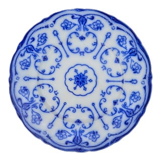 Late 19th Century Handmade English Blue-Patterned Porcelain Accent Plate For Sale