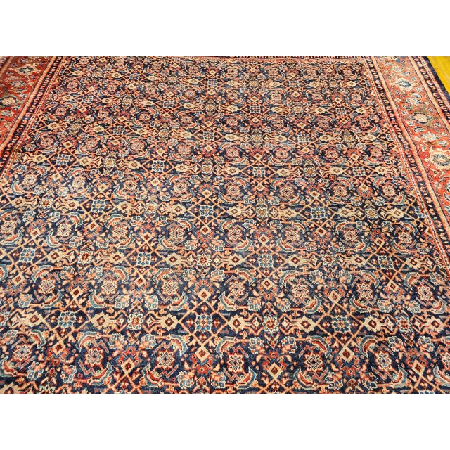 Vintage Persian Mahal Sultanabad Rug, Hand-Knotted Wool, Geometric Pattern, Navy & Red, 10x13 For Sale - Image 4 of 10