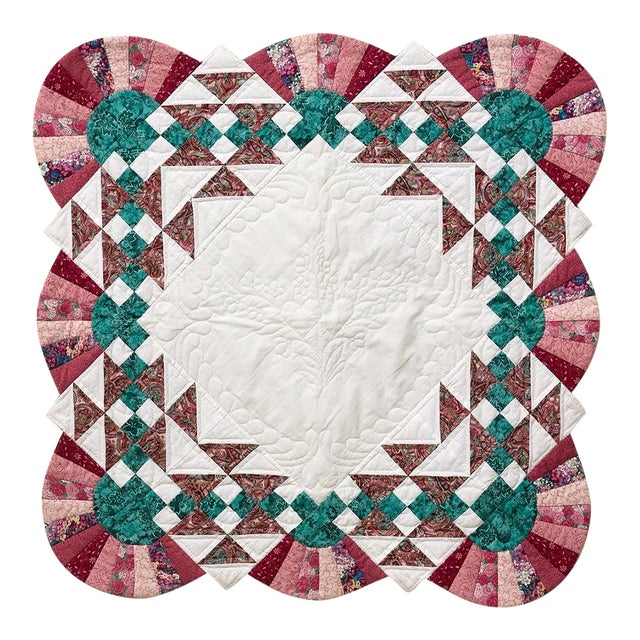 Pink and Green Pattern Quilt For Sale