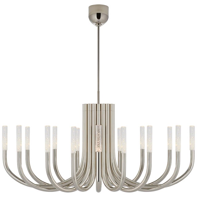 Rousseau Large Oval Chandelier in Polished Nickel with Seeded Glass Designer: Kelly Wearstler Fixture Height: 22" Min....