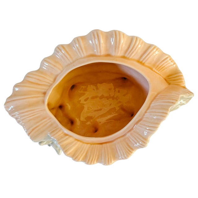 Coastal Large Vintage Coastal Ceramic Conch Shell Planter & Centerpiece Bowl For Sale - Image 3 of 5