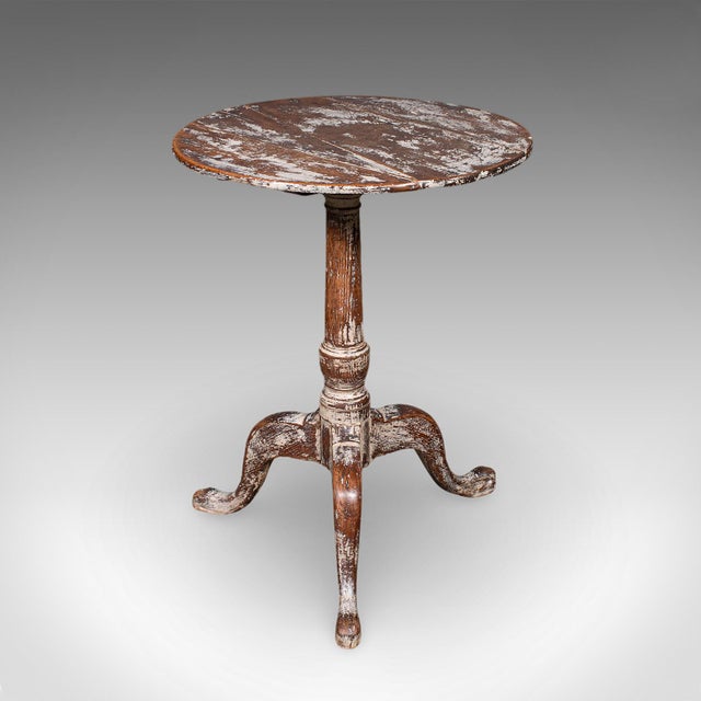 Antique Pedestal Table, Painted Oak, Side, Lamp, Planter Stand, Georgian, c.1750 For Sale - Image 4 of 9