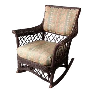 Antique Wicker Rocking Chair With Cushion