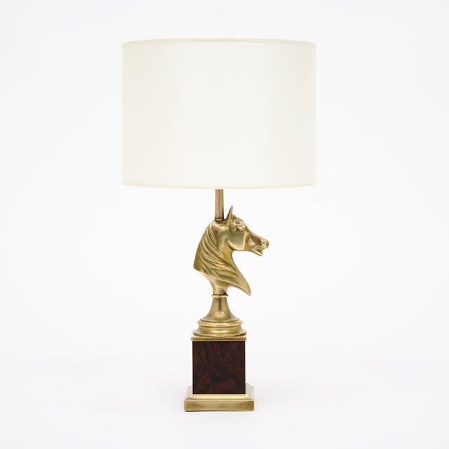 Mid-Century Modern Maison Charles Vintage Brass Table Lamps, Horse Head, Circa 1950 For Sale - Image 3 of 9