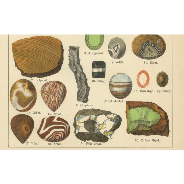 Dr. Gustav Adolph Kenngott, Mineralogy Quartz, Agate & Tourmaline, 1888, Chromolithographs, Set of 3 For Sale - Image 9 of 13