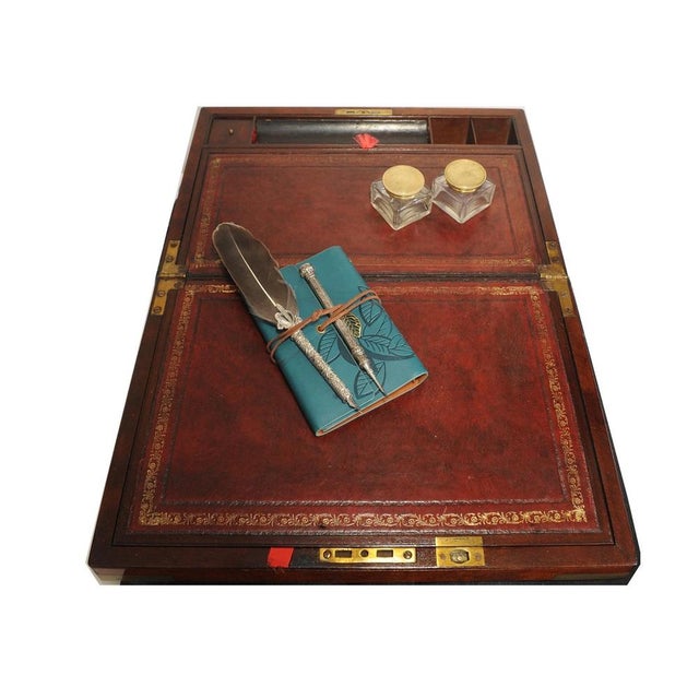Metal Rosewood Writing Slope with Decorative Brass Trim from Wells and Lambe, Set of 6 For Sale - Image 7 of 14