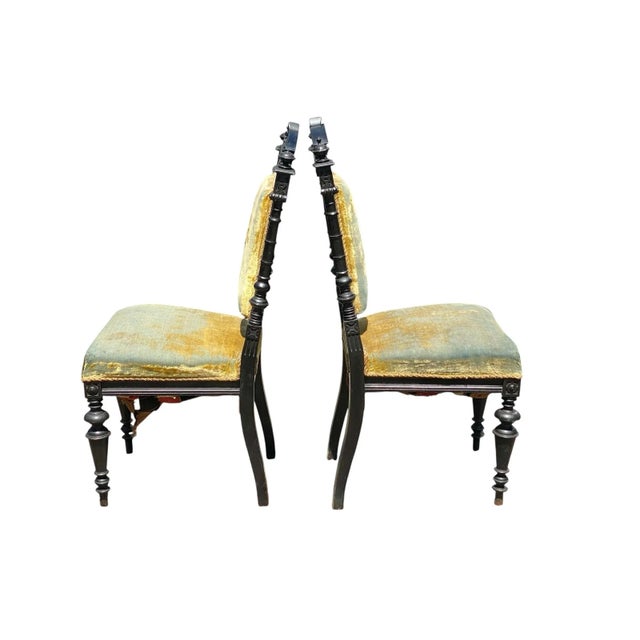 Black Antique Victorian Gothic / Renaissance Revival Chairs - Set of 4 For Sale - Image 8 of 12