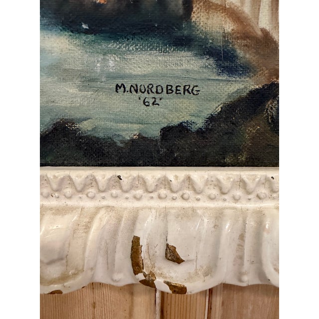Impressionist Vintage Windmill Oil Painted Signed by M. Nordberg 1962. For Sale - Image 3 of 9