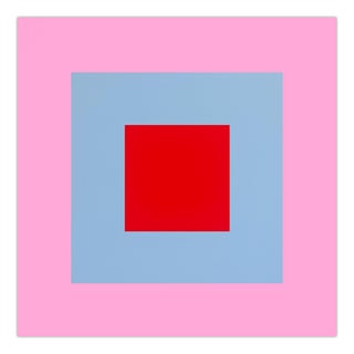 Contemporary Abstract Acrylic on Stretched Canvas Painting "Orb (Pink and Blue)" by Brent Hallard For Sale