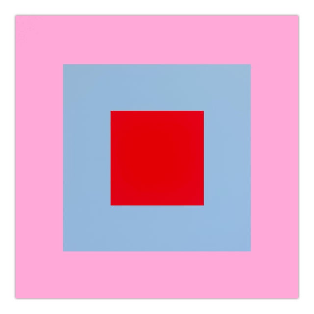 Contemporary Abstract Acrylic on Stretched Canvas Painting "Orb (Pink and Blue)" by Brent Hallard For Sale