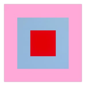 Contemporary Abstract Acrylic on Stretched Canvas Painting "Orb (Pink and Blue)" by Brent Hallard