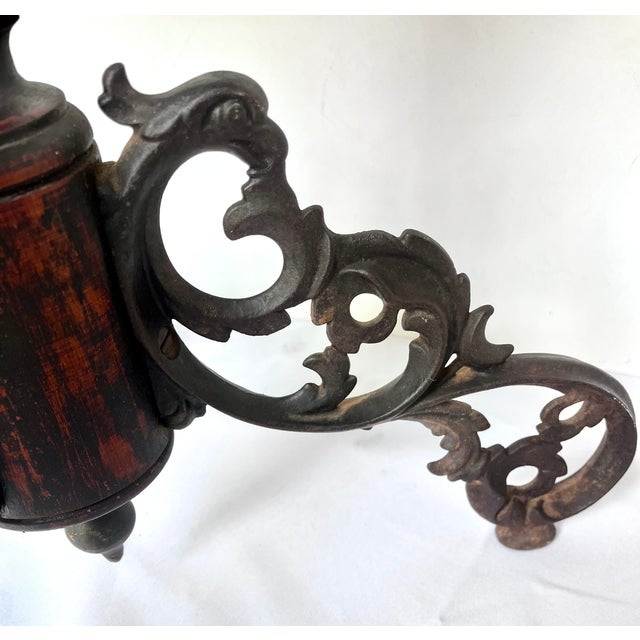 Vintage Piano Stool/Plant Stand With Ornate Iron Tripod Legs For Sale In Dallas - Image 6 of 11