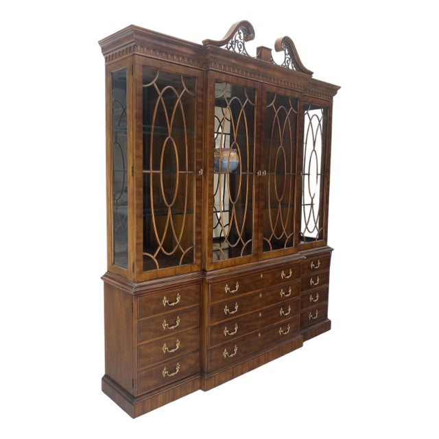 Henredon Large 78" Wide Mahogany Breakfront For Sale