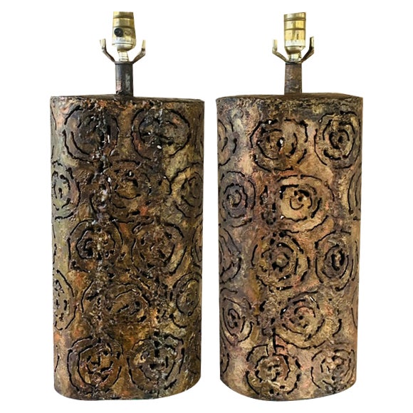 Brutalist Table Lamps by Irv Bramberg, 1960s, Set of 2 For Sale