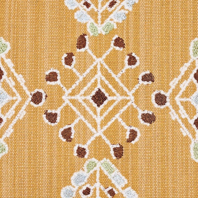 Schumacher Schumacher Kalindi Embroidery Fabric in Saffron For Sale - Image 4 of 5