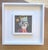 Mixed media collage on cradled wood panel, framed in a duo style white wooden frame, 13 x 13 x 1.5. Back wired, ready to...