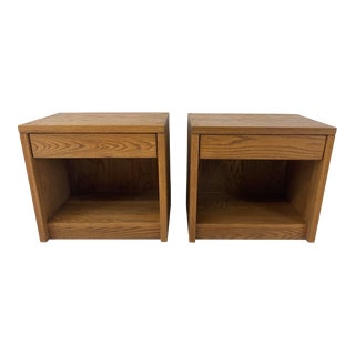 1960s Pair of Russel Wright for Conant Ball Oak Nightstands For Sale