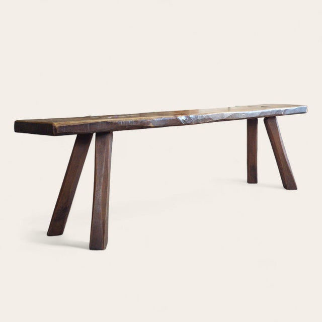 Rustic European European Brutalist Style Rustic Pine Bench For Sale - Image 3 of 5