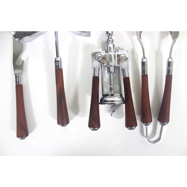 1950’s bar tool set with faux tortoise shell bakelite handles in original box. These appear to be unused. The box only...