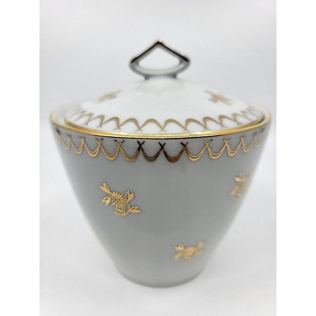 Gold French Empire Style Porcelain Tea Service Decorated with Fine Gold from Sologne, 20th Century, Set of 15 For Sale - Image 8 of 18
