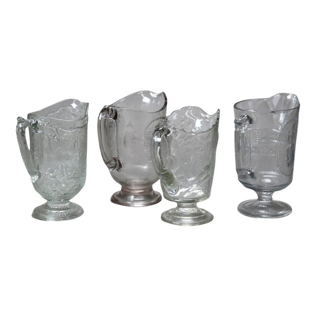 19th Century Antique Pressed Glass Water Pitchers- Set of 4 For Sale