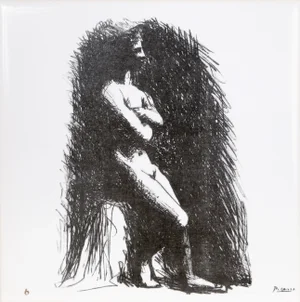 1980s "La Femme - B" Ceramic Tile After Pablo Picasso