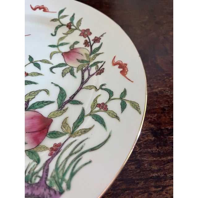 Mid 20th Century Vintage Japanese Porcelain Famille Rose Peach & Bat Plates - Set of 4 (10.25") For Sale - Image 5 of 11