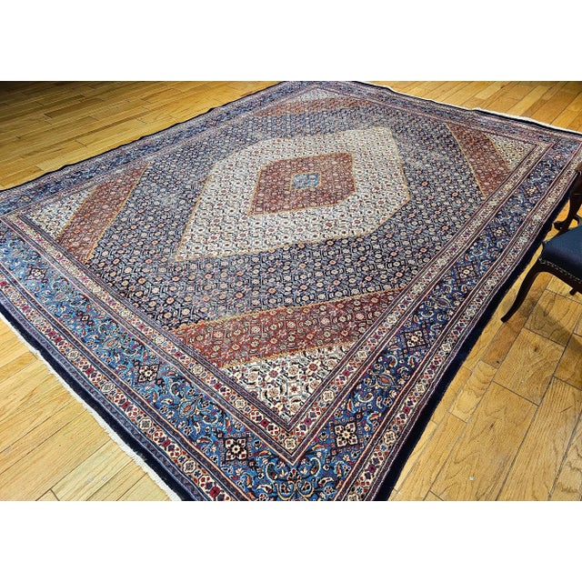 Blue Vintage Persian Tabriz Mahi Rug, Wool Pile, Herati Design, 1950s For Sale - Image 8 of 12