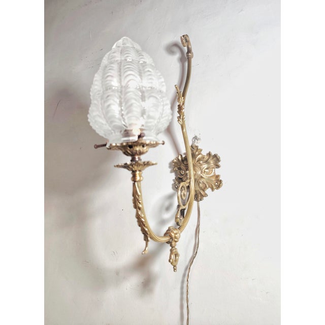 Spanish Art Nouveau Bronze Wall Sconce, 1940s For Sale - Image 11 of 11