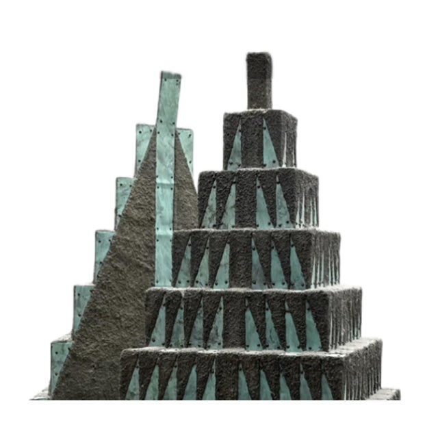 Debra Sachs Split Pyramid III Two-Part Sculpture in Sand and Copper Over Wood For Sale - Image 4 of 7