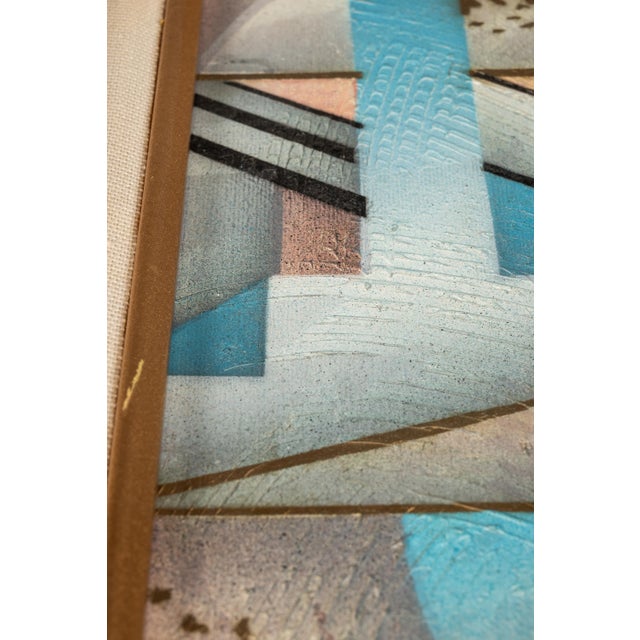 Framed / Signed Mid-Century Modern Geometric Abstraction Oil on Canvas Painting by Fred Blassingham, Usa, C. 1980s For Sale - Image 13 of 15