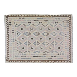 Afghan Tribal Natural Color Hand Made Organic Wool Maimana Kilim,5'10"x8'1" For Sale