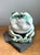 Stone Vintage Ceramic Frog Sculpture on Stone Base For Sale - Image 7 of 14
