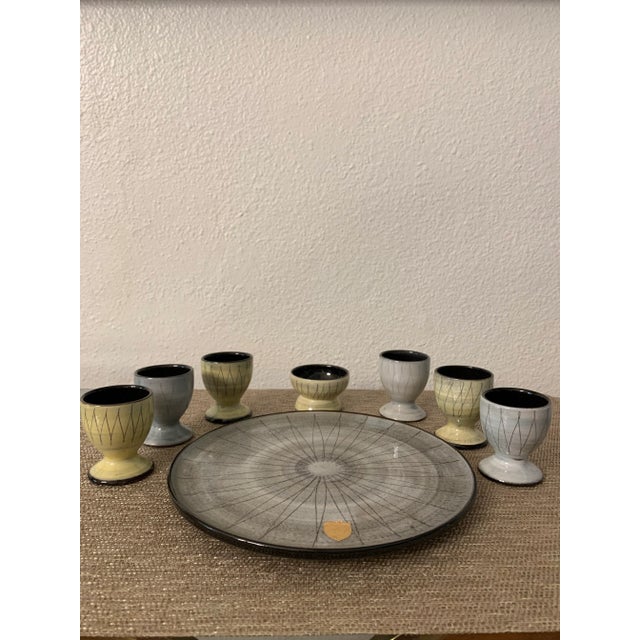 Mid-Century Modern Mid-Century Modern Vintage Burkart Handarbeit Kreuzlingen Ceramic Egg Server- 8 Pieces For Sale - Image 3 of 10