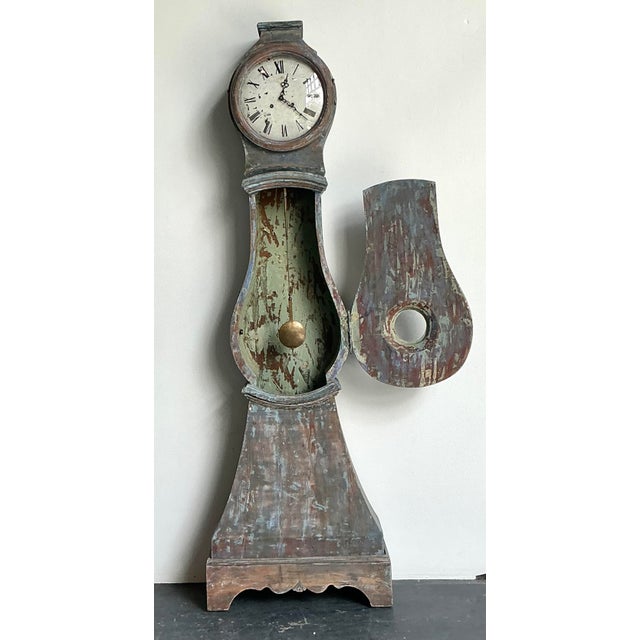 Early 20th Century Vintage Patinated Gustavian Grandfather Clock For Sale - Image 5 of 14