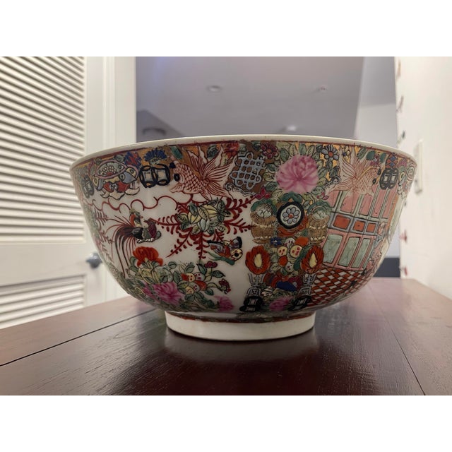 Late 19th Century Giant 19th Century Chinese Famille Rose Punch Bowl - "Kezi Tu" Theme With Qianlong Mark For Sale - Image 5 of 7