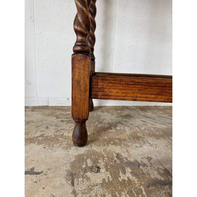 Brown Antique English Barley-Twist Side Table With Scalloped Top, C. 1900 For Sale - Image 8 of 9