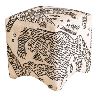 Tibetan Tiger Inspired Cube Ottoman For Sale