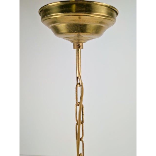Vintage Brass and Mounted Glass Hundi Lantern Bell Lamp, 1950s For Sale - Image 12 of 13
