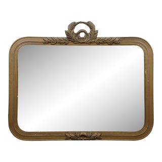 Antique French Louis XVI Neoclassical Laurel Wreath Gold Gesso Mirror 29" For Sale