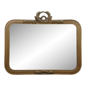 Antique French Louis XVI Neoclassical Laurel Wreath Gold Gesso Mirror 29"