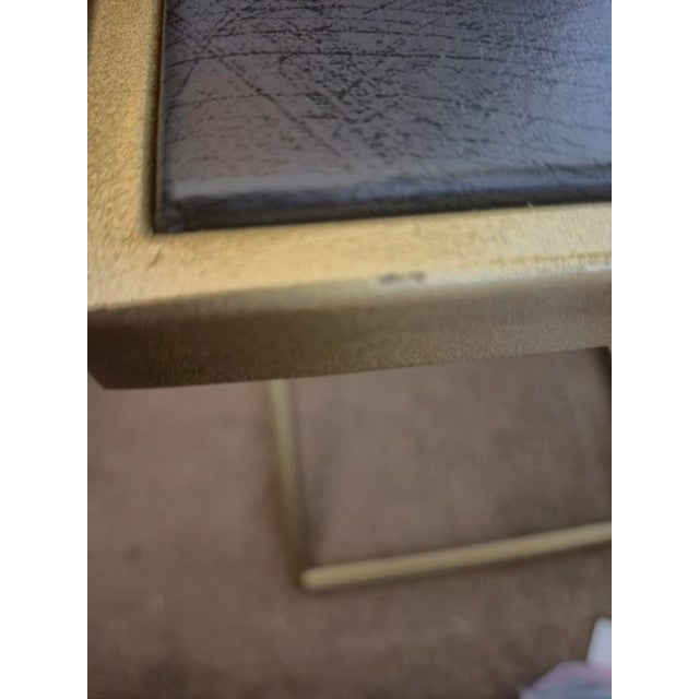 Simone Albani "Soho" Italian Modern Gold & Genuine Leather Side Table For Sale - Image 4 of 7