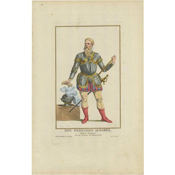 Late 18th Century P. Duflos, Portrait of Fernando Alvarez, 1787 For Sale - Image 5 of 5