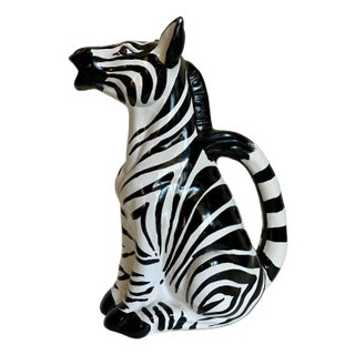 1975 Remo Ceramic Zebra Pitcher Made in Italy For Sale