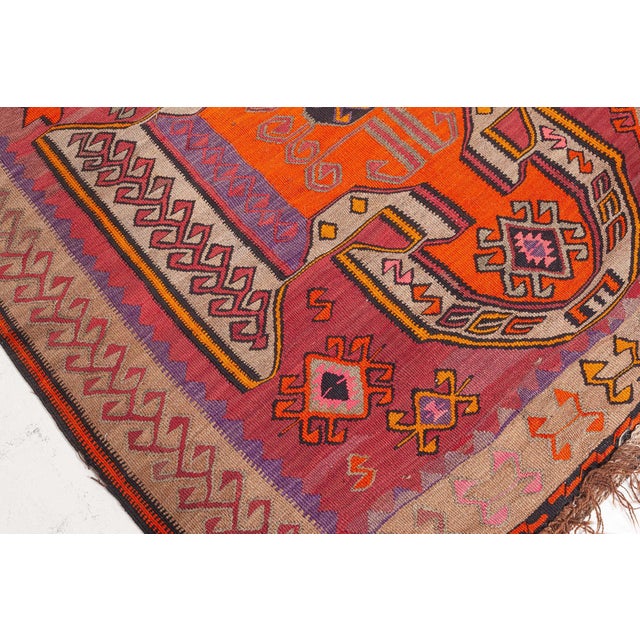 Raspberry Red Doris Leslie Blau Vintage Turkish Kilim Rug For Sale - Image 8 of 9