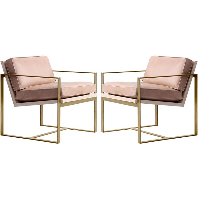 Redford House Leather With Gold Metal Frame Manhattan Lounge Chairs a